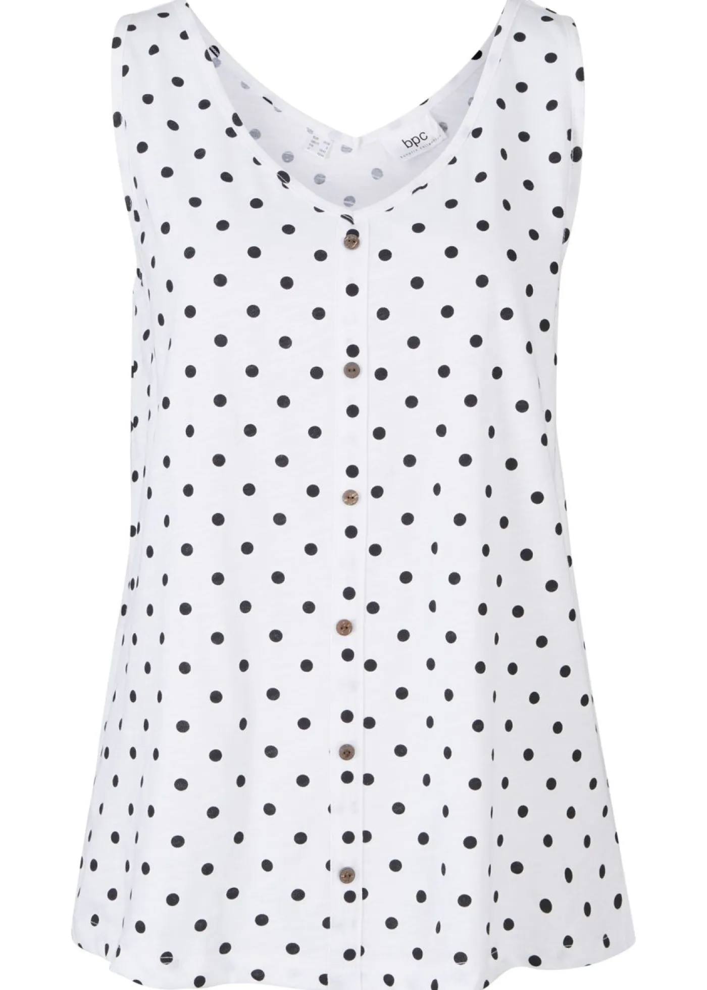 bonprix bonprix Top con botones blanco-negro, de lunares Sale
