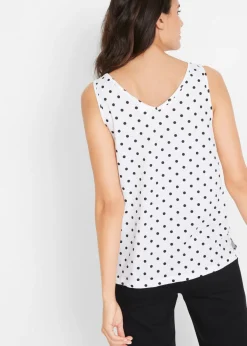 bonprix bonprix Top con botones blanco-negro, de lunares Sale