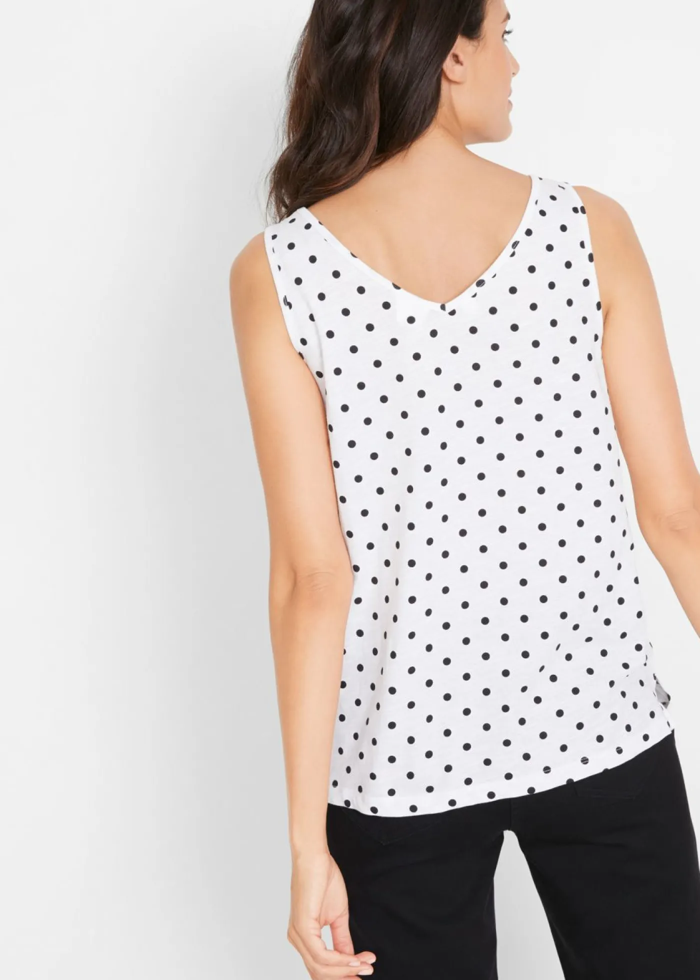 bonprix bonprix Top con botones blanco-negro, de lunares Sale