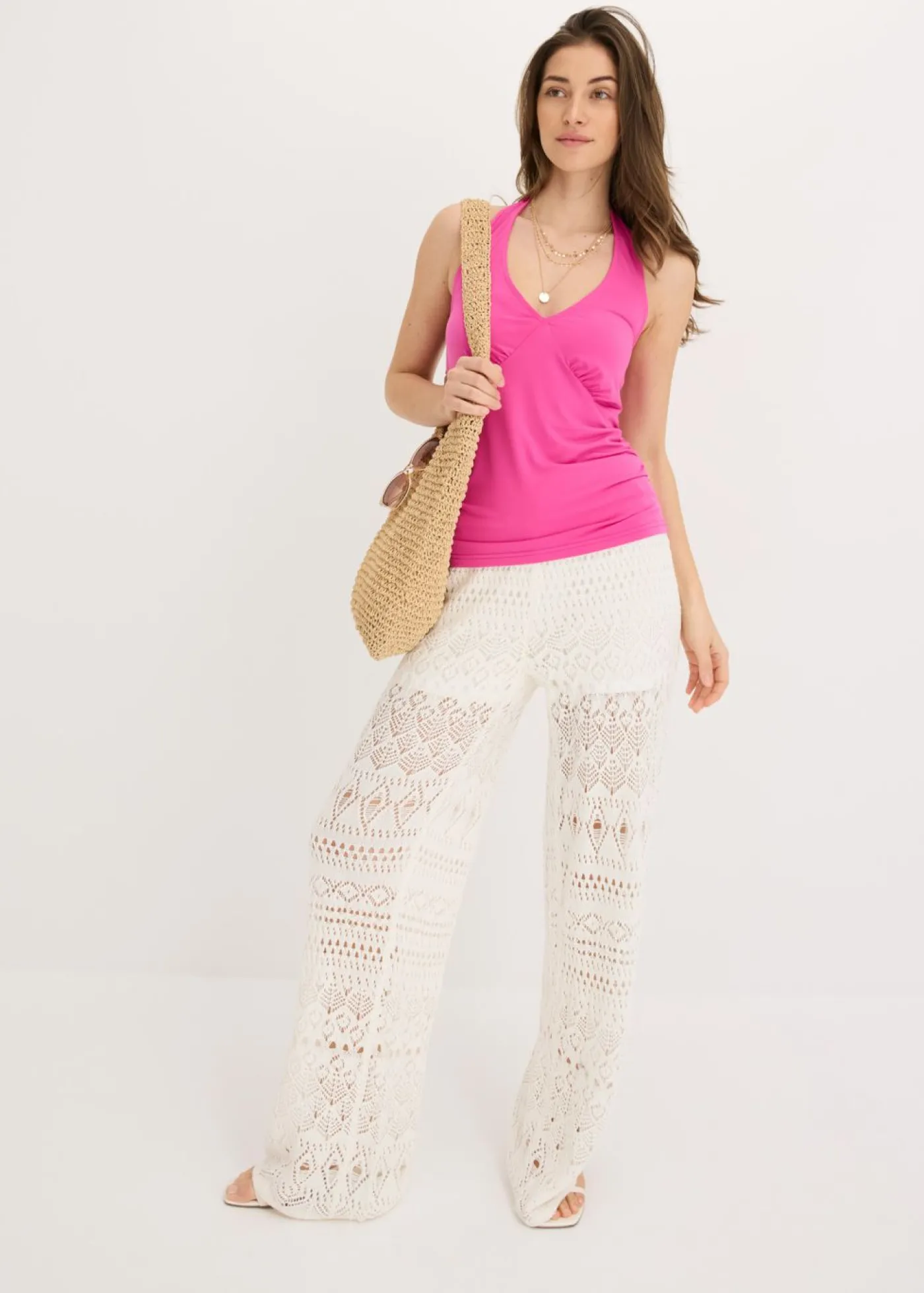 bonprix bonprix Top con cuello halter y escote pronunciado fucsia Best