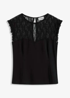 bonprix bonprix Top con encaje Negro Outlet