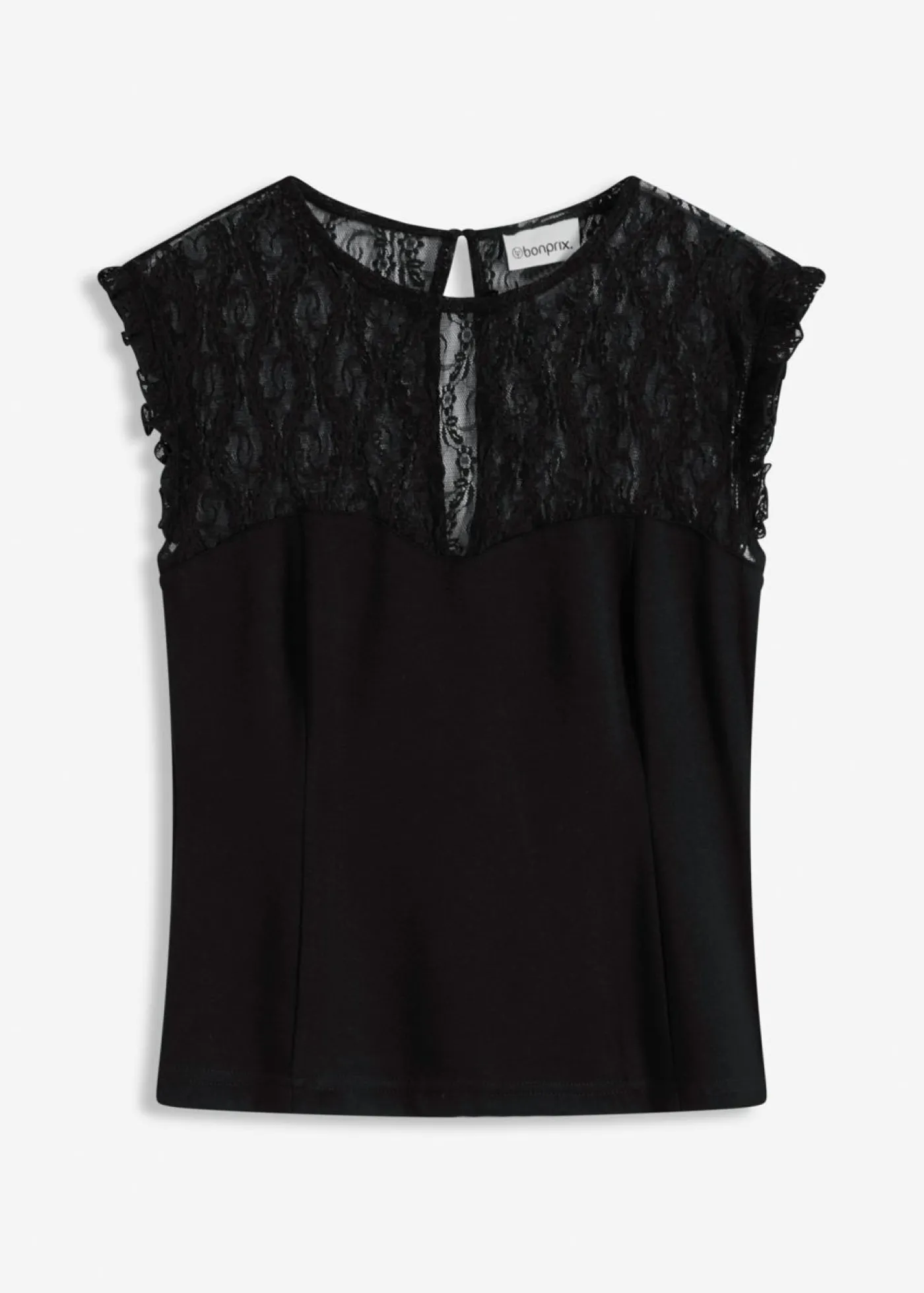 bonprix bonprix Top con encaje Negro Outlet