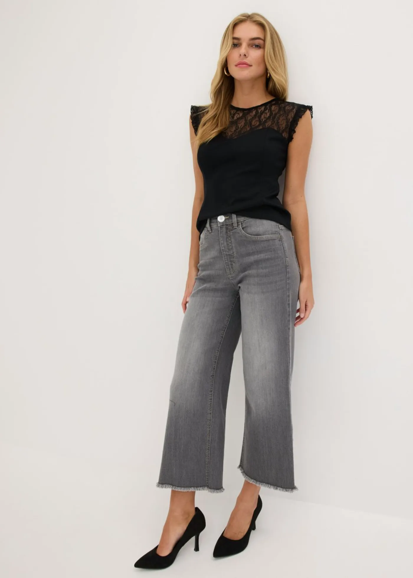 bonprix bonprix Top con encaje Negro Outlet