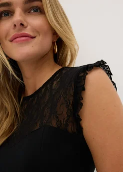 bonprix bonprix Top con encaje Negro Outlet