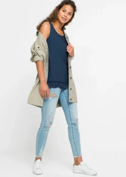 bonprix bonprix Top con encaje (2 unidades) Azul vaquero/azul oscuro Clearance