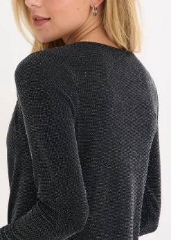 bonprix bonprix Top con escote cascada Negro