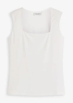 bonprix bonprix Top con escote cuadrado Blanco lana Discount