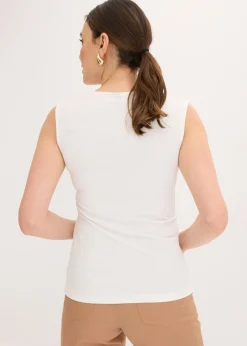 bonprix bonprix Top con escote cuadrado Blanco lana Discount