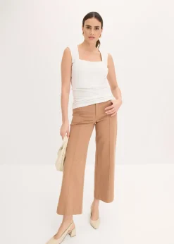 bonprix bonprix Top con escote cuadrado Blanco lana Discount