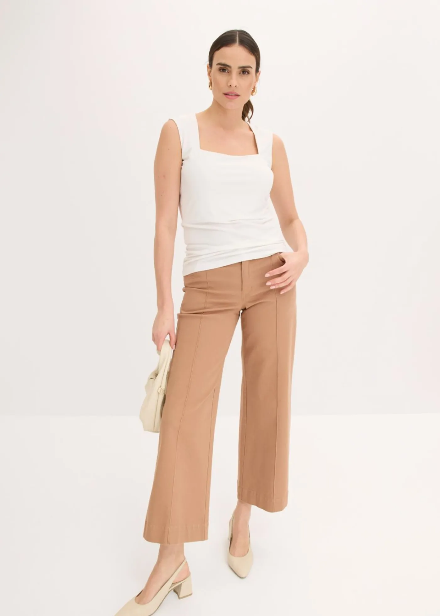 bonprix bonprix Top con escote cuadrado Blanco lana Discount