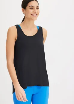 bonprix bonprix Top con espalda deportiva y material de secado rápido Negro Outlet