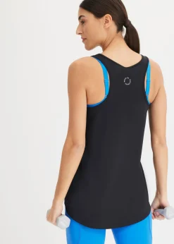 bonprix bonprix Top con espalda deportiva y material de secado rápido Negro Outlet