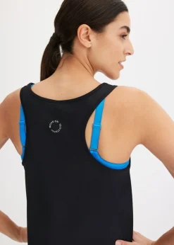 bonprix bonprix Top con espalda deportiva y material de secado rápido Negro Outlet