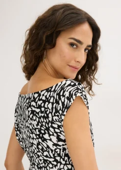 bonprix bonprix Top con fruncidos blanco-negro estampado Discount