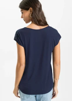 bonprix bonprix Top con hombros de encaje Azul oscuro Sale