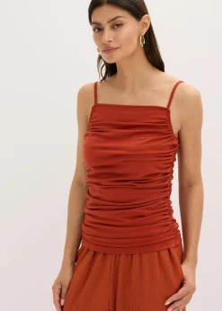 bonprix bonprix Top con tirantes finos y fruncidos óxido Sale