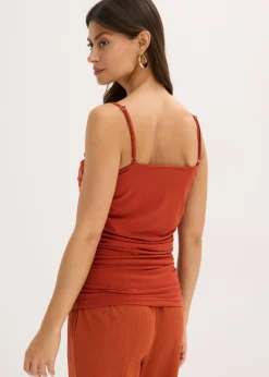 bonprix bonprix Top con tirantes finos y fruncidos óxido Sale