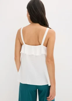 bonprix bonprix Top con tirantes finos y satén brillante Blanco lana Best