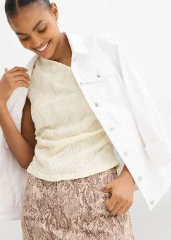 bonprix bonprix Top con un hombro al descubierto de aspecto estructurado Blanco-crema Best