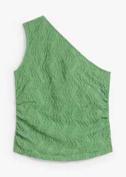 bonprix bonprix Top con un hombro al descubierto de aspecto estructurado verde hoja Clearance