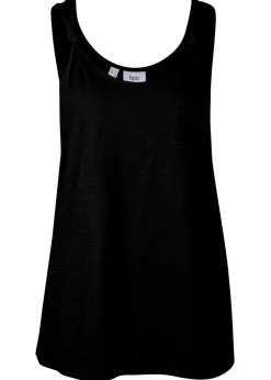 bonprix bonprix Top de algodón con detalle de nudo Negro Sale