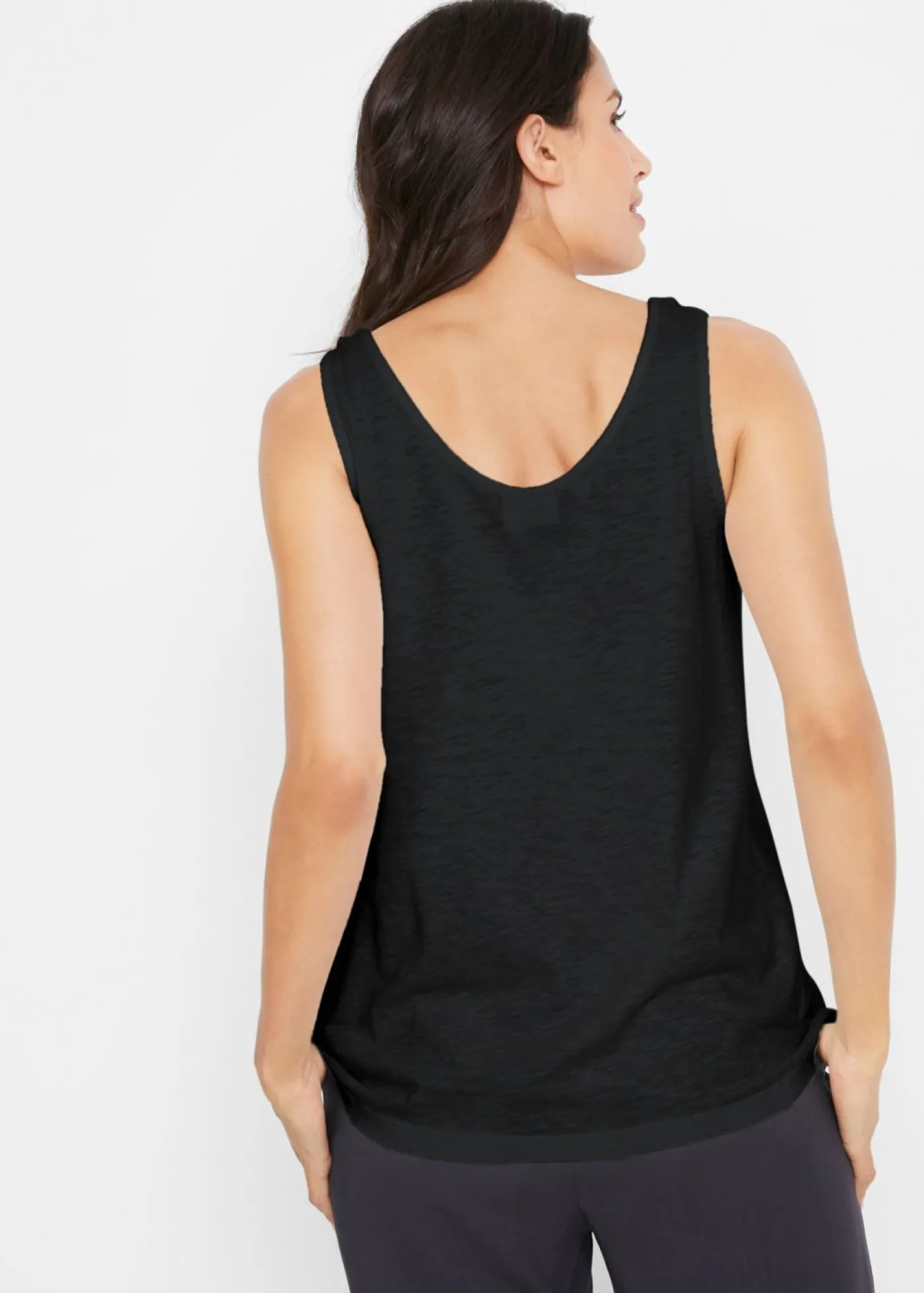 bonprix bonprix Top de algodón con detalle de nudo Negro Sale