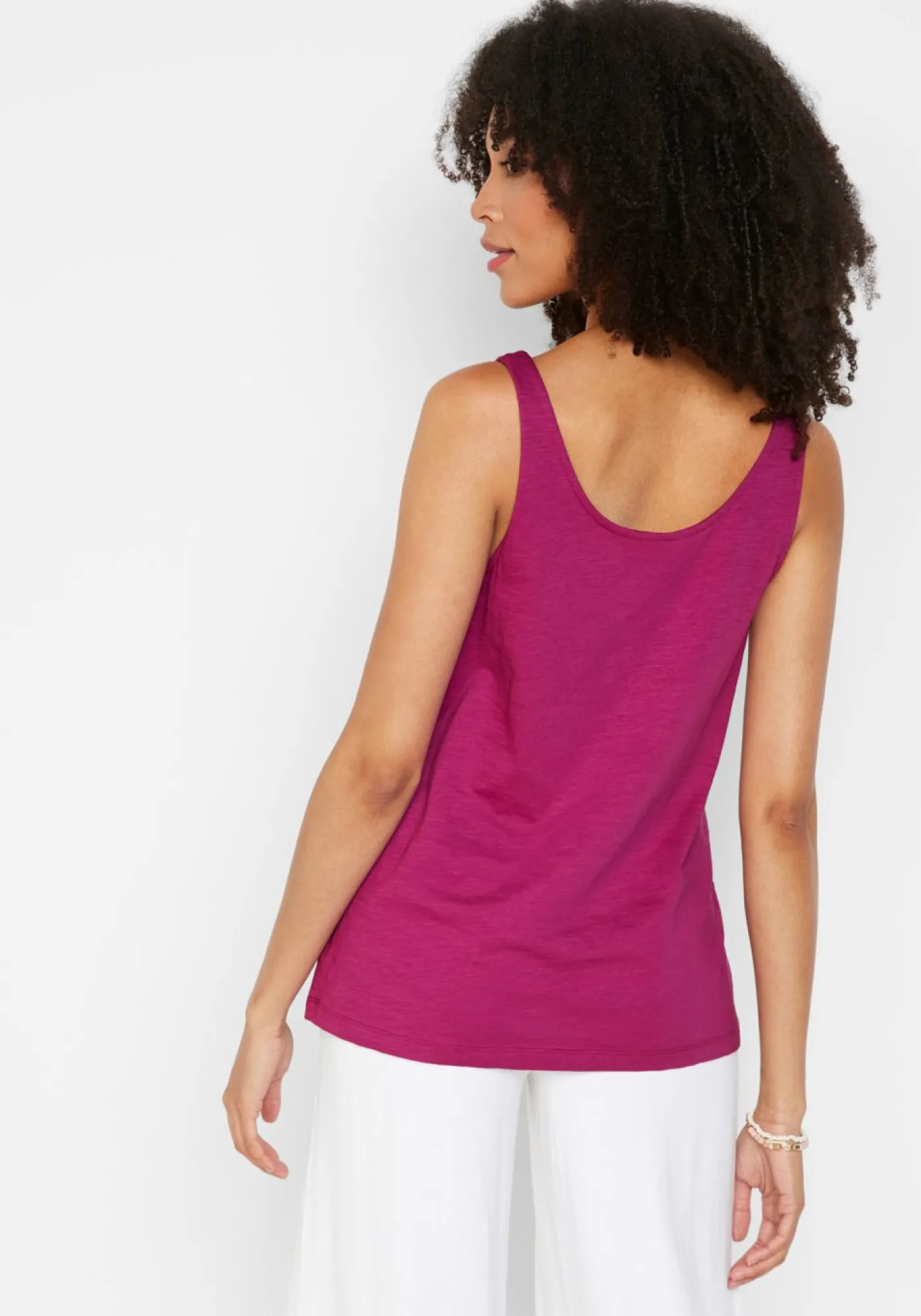 bonprix bonprix Top de algodón con detalle de nudo Violeta Hot