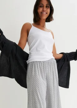 bonprix bonprix Top de algodón orgánico puro con tirantes finos (2 unidades) Blanco-negro Hot