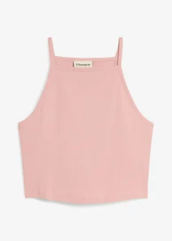 bonprix bonprix Top de algodón orgánico puro de canalé Rosa ceniza Outlet