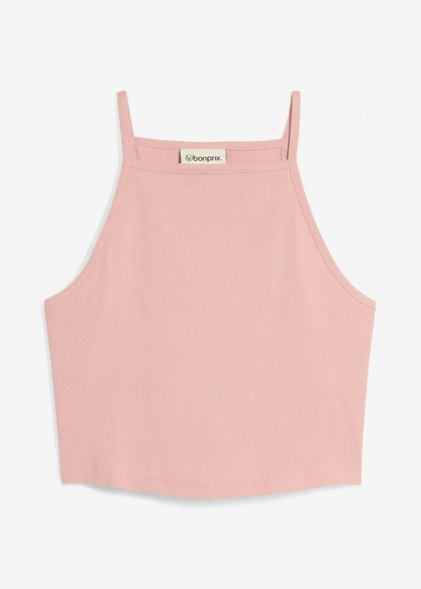 bonprix bonprix Top de algodón orgánico puro de canalé Rosa ceniza Outlet