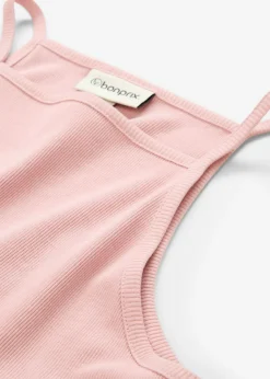 bonprix bonprix Top de algodón orgánico puro de canalé Rosa ceniza Outlet