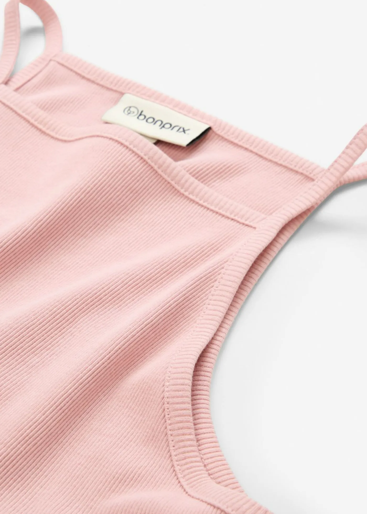 bonprix bonprix Top de algodón orgánico puro de canalé Rosa ceniza Outlet