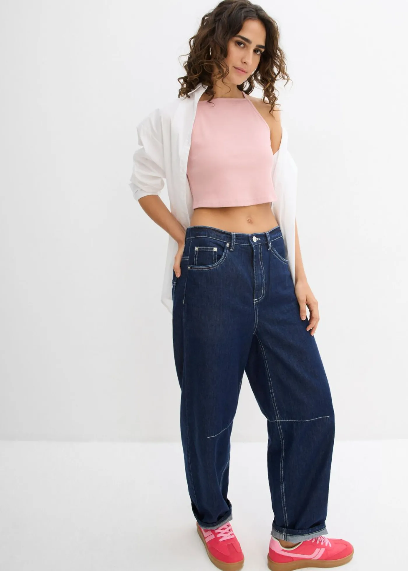 bonprix bonprix Top de algodón orgánico puro de canalé Rosa ceniza Outlet
