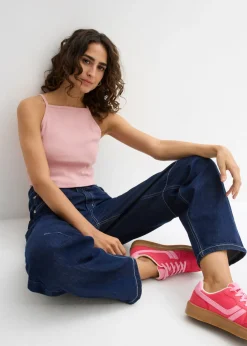 bonprix bonprix Top de algodón orgánico puro de canalé Rosa ceniza Outlet
