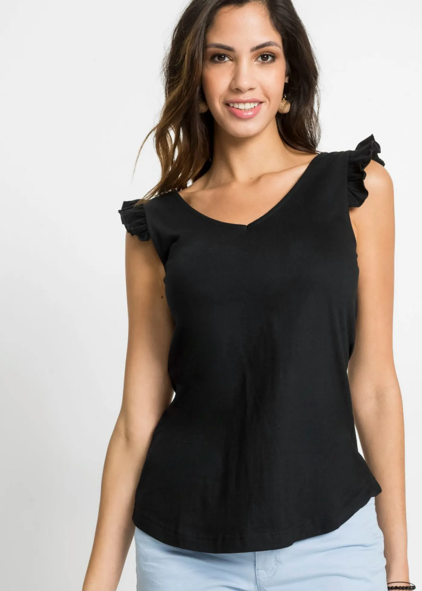 bonprix bonprix Top de algodón orgánico puro Negro Outlet