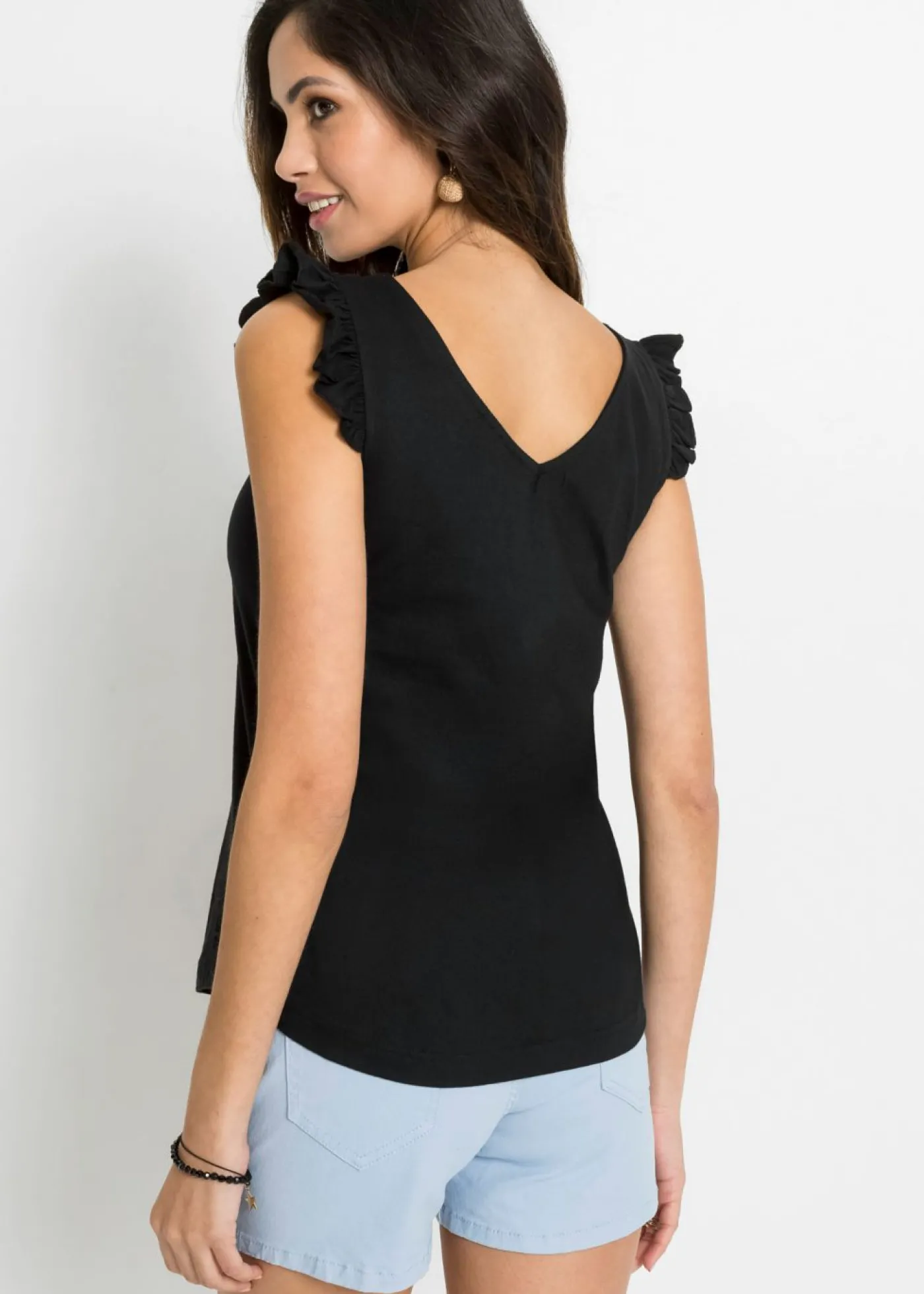 bonprix bonprix Top de algodón orgánico puro Negro Outlet