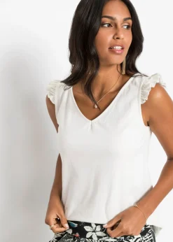 bonprix bonprix Top de algodón orgánico puro Blanco lana New
