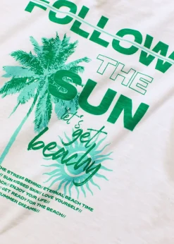 bonprix bonprix Top de algodón puro blanco-verde agua Sale