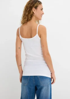 bonprix bonprix Top de algodón puro con tirantes finos (2 unidades) Pink lady/azul pálido Hot