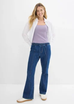 bonprix bonprix Top de algodón puro con tirantes finos (3 unidades) gris guijarro/violeta ahumado/papaya Clearance