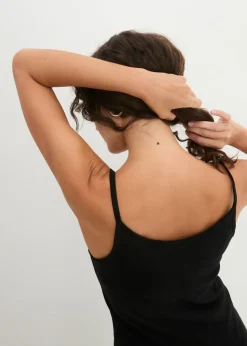 bonprix bonprix Top de algodón puro con tirantes finos (3 unidades) Negro-negro-negro Online