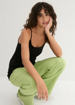 bonprix bonprix Top de algodón puro con tirantes finos (3 unidades) Negro-negro-negro Online