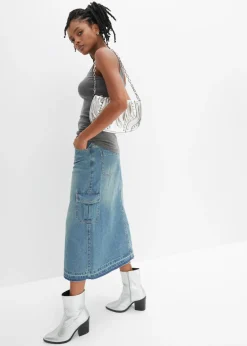 bonprix bonprix Top de algodón puro con tirantes finos (2 unidades) negro-gris moteado Clearance