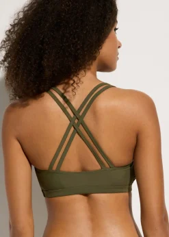 bonprix bonprix Top de bikini bustier con tirantes cruzados Verde oliva oscuro Best