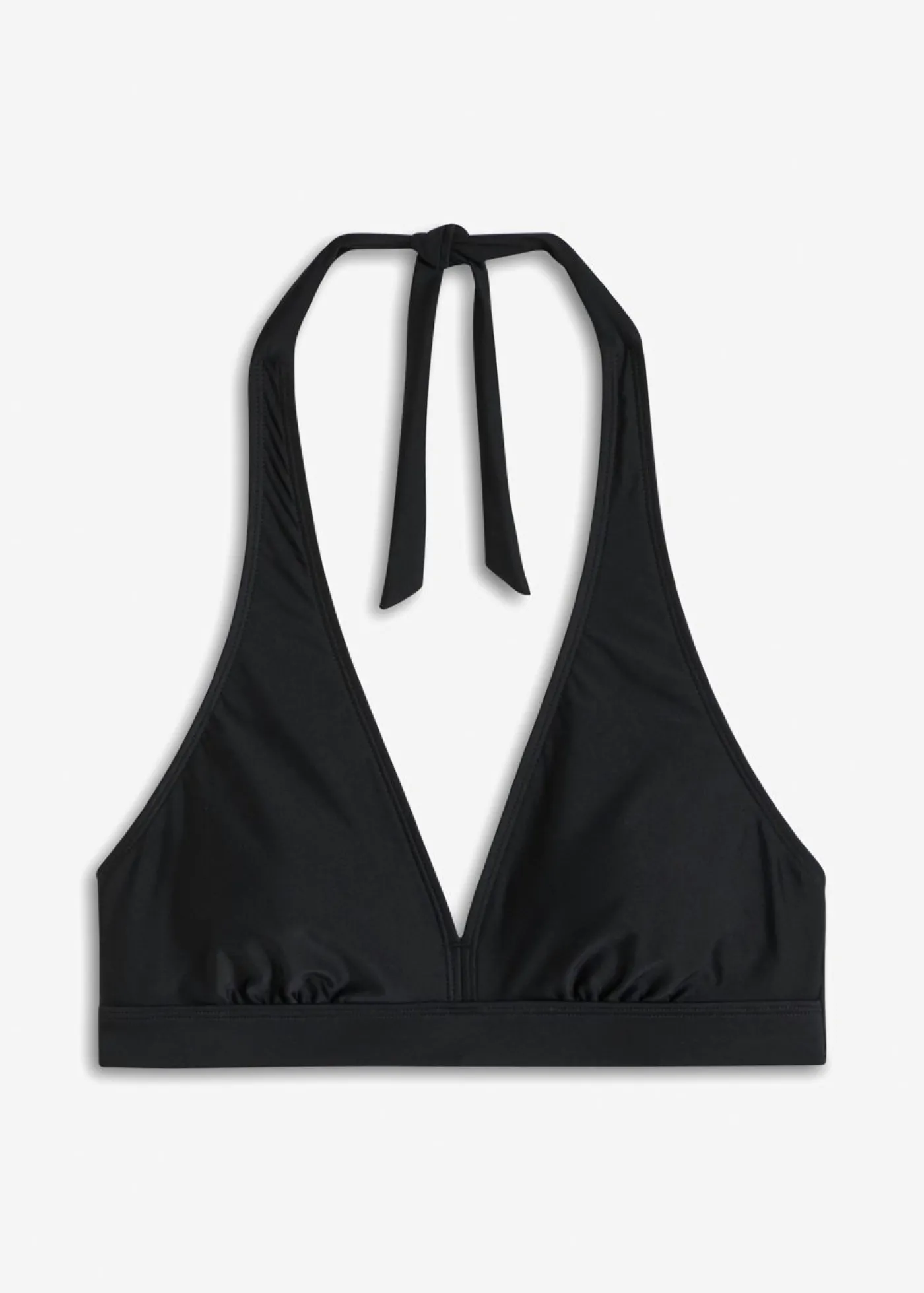 bonprix bonprix Top de bikini halter con escote en V Negro New