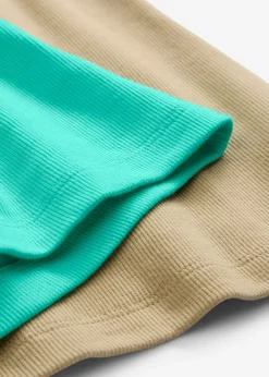 bonprix bonprix Top de canalé de algodón orgánico (2 unidades) beige nuevo-azul mentol Clearance