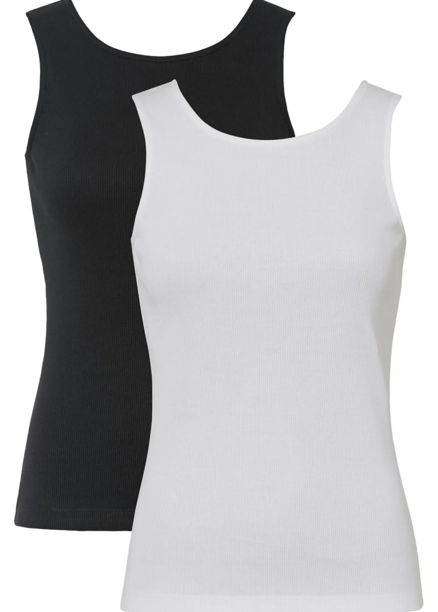 bonprix bonprix Top de canalé de algodón orgánico puro (2 unidades) Negro+blanco Sale