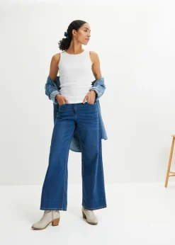bonprix bonprix Top de canalé de algodón orgánico puro (2 unidades) Negro+blanco Sale