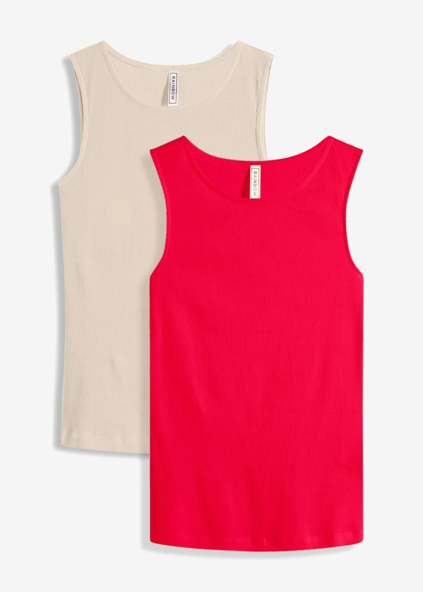 bonprix bonprix Top de canalé de algodón orgánico puro (2 unidades) rojo intenso+gris guijarro Hot