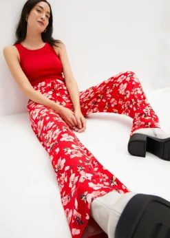 bonprix bonprix Top de canalé de algodón orgánico puro (2 unidades) rojo intenso+gris guijarro Hot